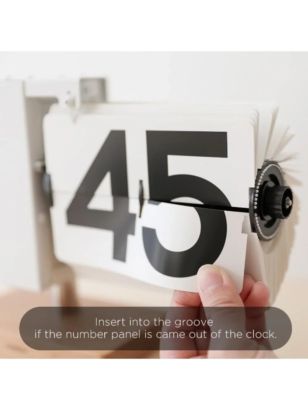 Home Black Analog Quartz Large Number Big Wood Vintage Design Flip Desk Clock